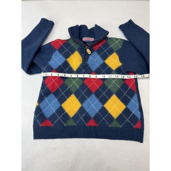 Vineyard Vines Kids Argyle Sweater Wool Cashmere Blend Blue Colorful Preppy Sz 5 - Picture 4 of 7